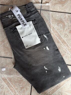 PURPLE Slim Men’s Gray Paint Jeans Size 36 Brand New